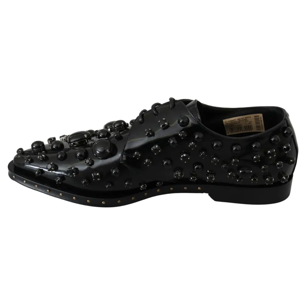 Dolce & Gabbana Schwarz Leder Kristalle Kleid Broque Schuhe - EU39/US8.5