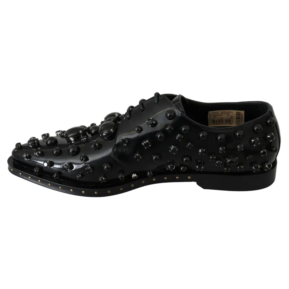 Dolce & Gabbana Schwarz Leder Kristalle Kleid Broque Schuhe - EU40/US9.5