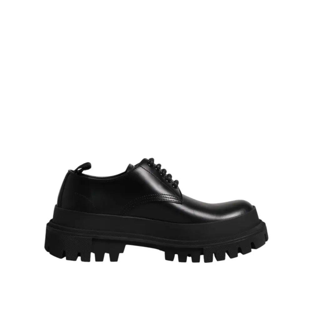 Dolce & Gabbana Schwarz Leder Lace Up Derby Männer Kleid Schuhe - EU39/US6