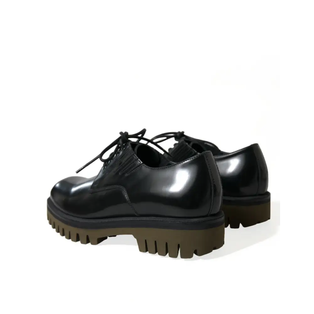 Dolce & Gabbana Schwarz Leder Lace Up Derby Männer Kleid Schuhe - EU39.5/US6.5