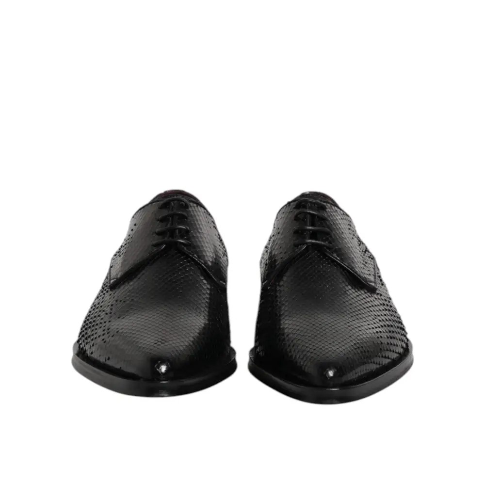 Dolce & Gabbana Schwarz Leder Lace Up Kleid Männer Derby Schuhe - EU40/US7