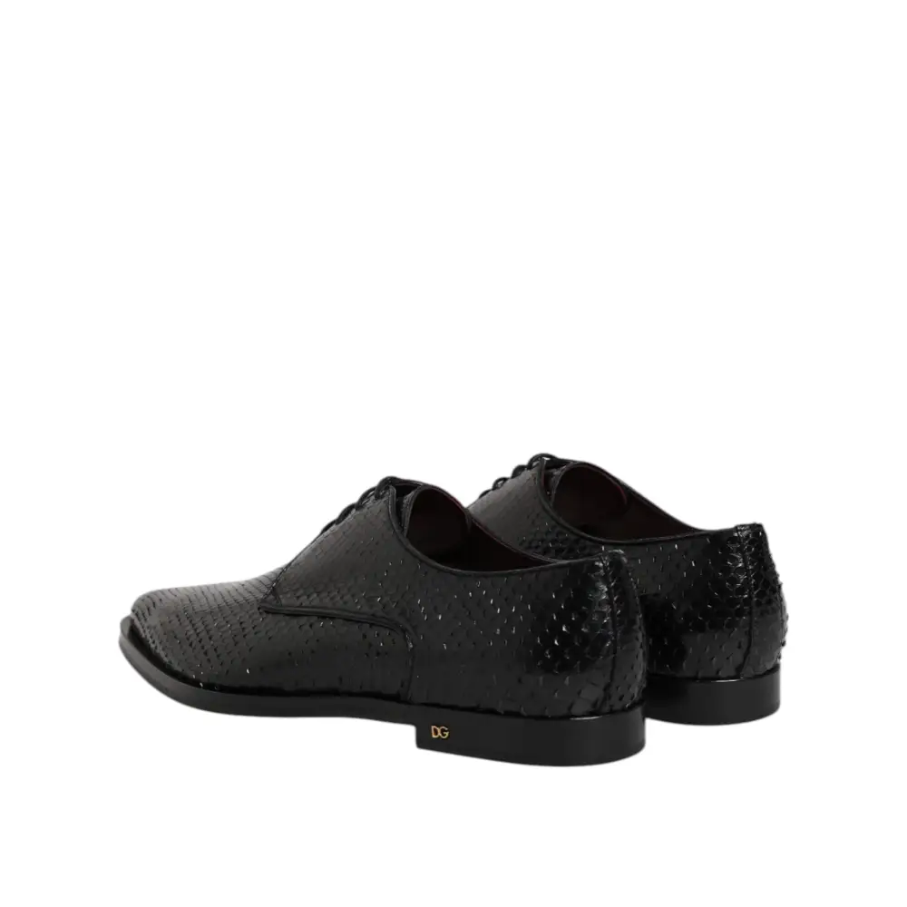 Dolce & Gabbana Schwarz Leder Lace Up Kleid Männer Derby Schuhe - EU40/US7