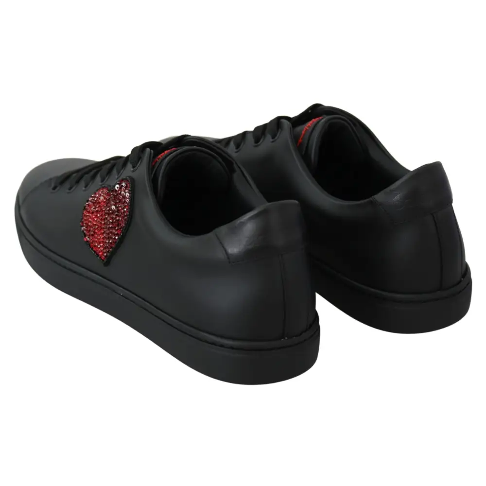 Dolce & Gabbana Schwarz Leder Liebe Herz Turnschuhe Damen Schuhe - EU35/US4.5