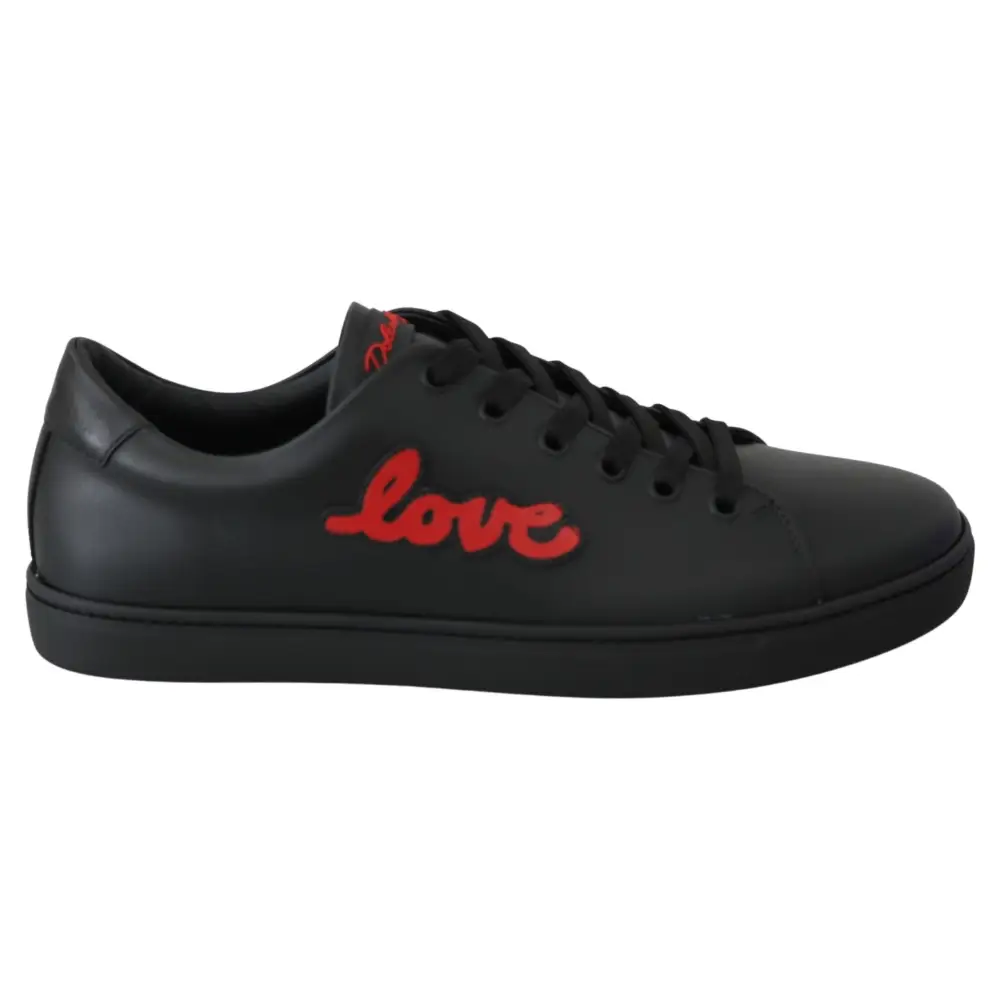Dolce & Gabbana Schwarz Leder Liebe Herz Turnschuhe Damen Schuhe - EU35/US4.5