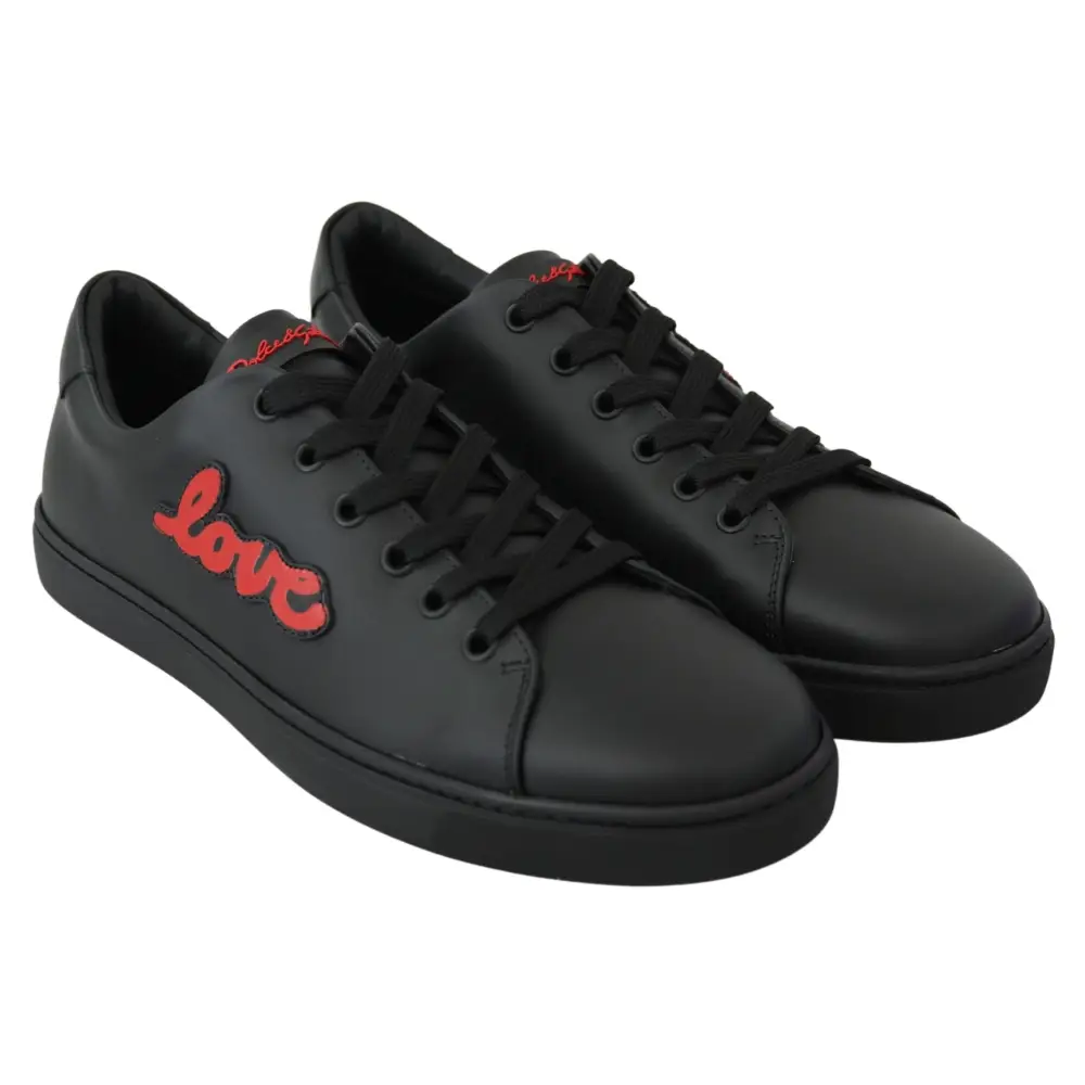 Dolce & Gabbana Schwarz Leder Liebe Herz Turnschuhe Damen Schuhe - EU35/US4.5