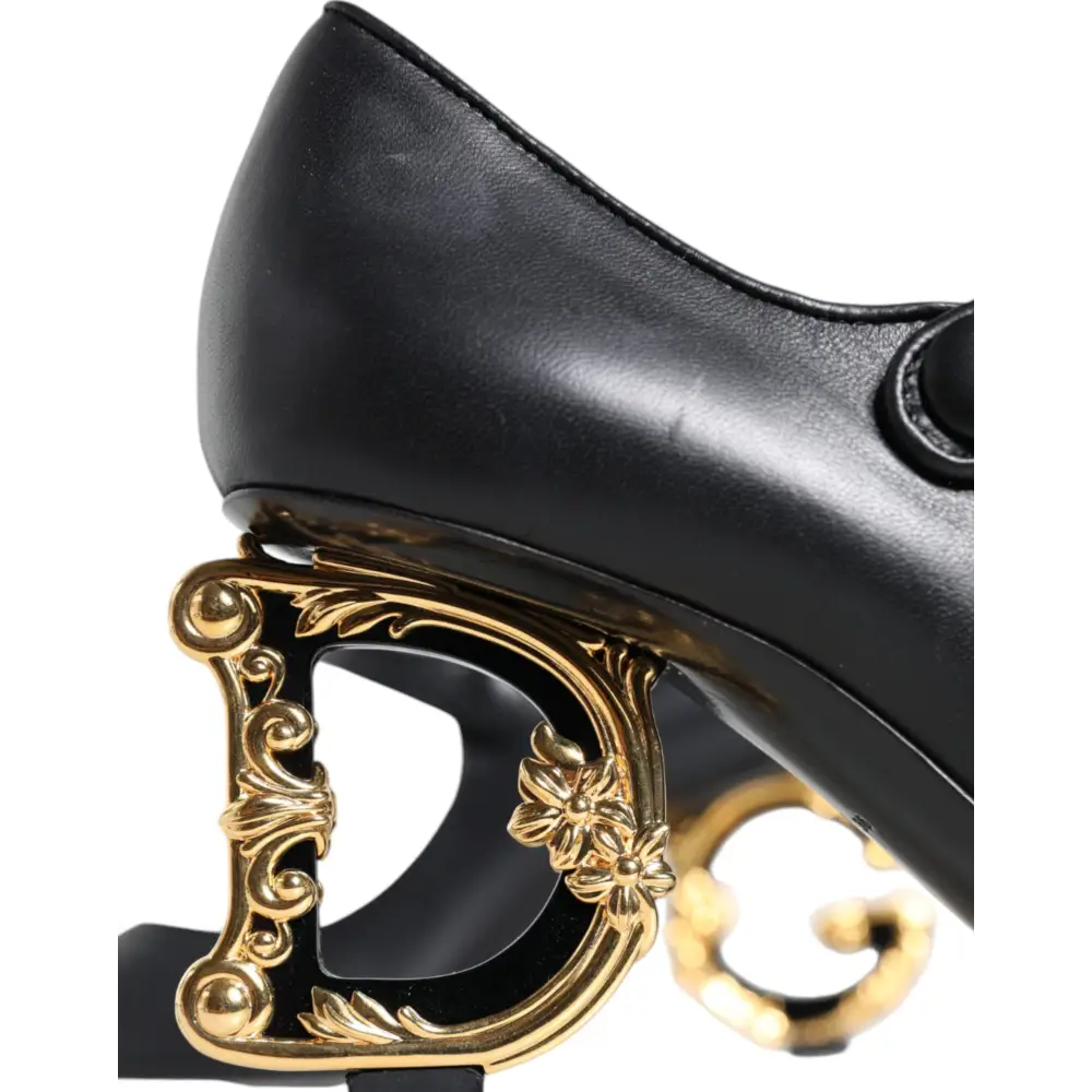Dolce & Gabbana Schwarz Leder Logo Heels Mary Janes Pumps Schuhe - EU36/US6