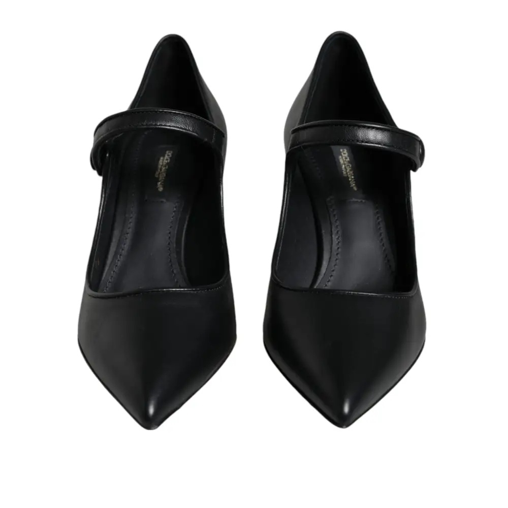 Dolce & Gabbana Schwarz Leder Logo Heels Mary Janes Pumps Schuhe - EU36/US6