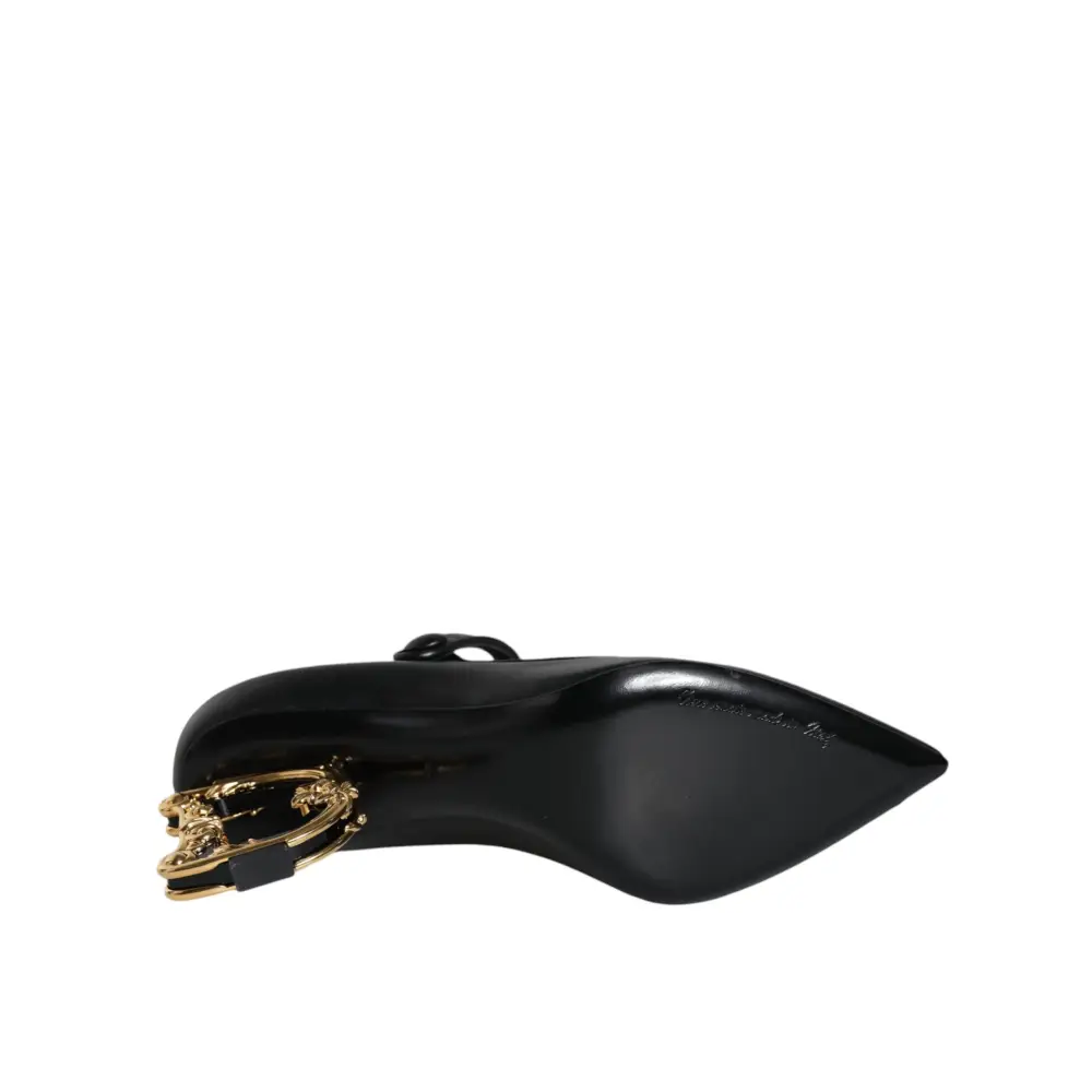 Dolce & Gabbana Schwarz Leder Logo Heels Mary Janes Pumps Schuhe - EU36/US6