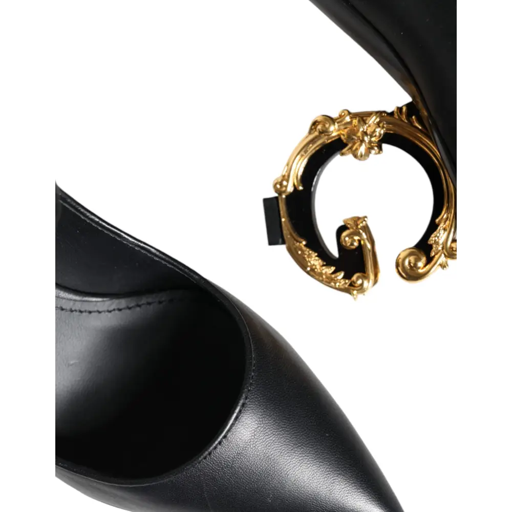 Dolce & Gabbana Schwarz Leder Logo Heels Mary Janes Pumps Schuhe - EU36/US6