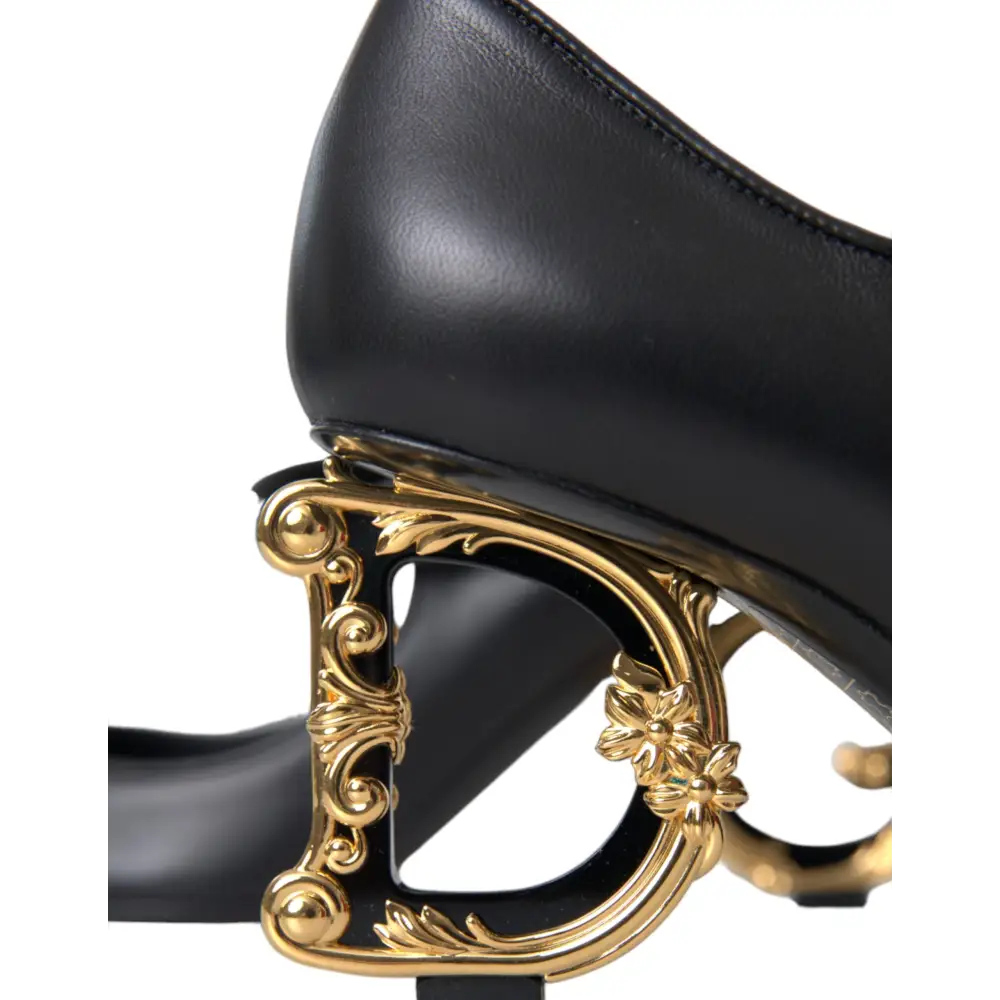 Dolce & Gabbana Schwarz Leder Logo Heels Mary Janes Pumps Schuhe - EU35.5/US5