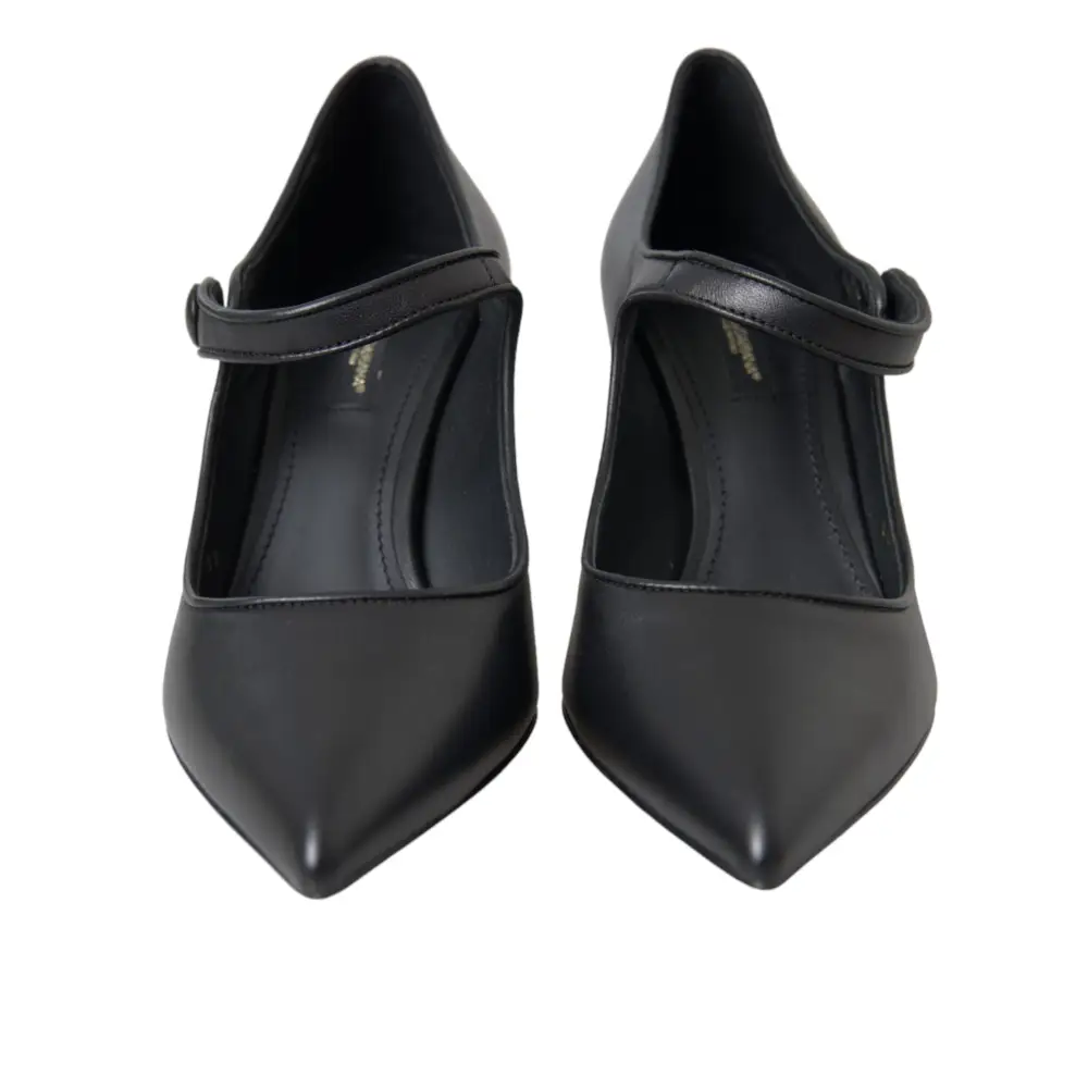 Dolce & Gabbana Schwarz Leder Logo Heels Mary Janes Pumps Schuhe - EU35.5/US5