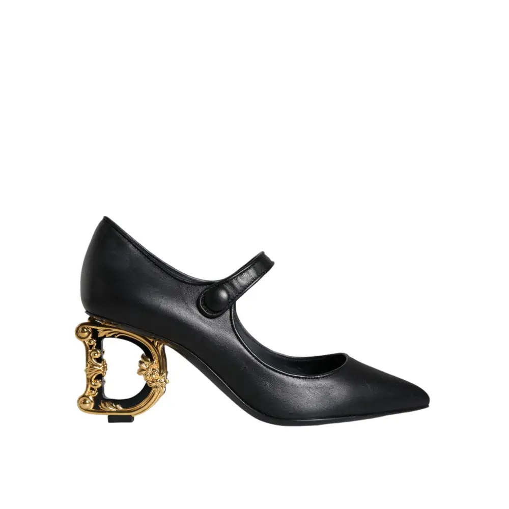 Dolce & Gabbana Schwarz Leder Logo Heels Mary Janes Pumps Schuhe - EU36/US6