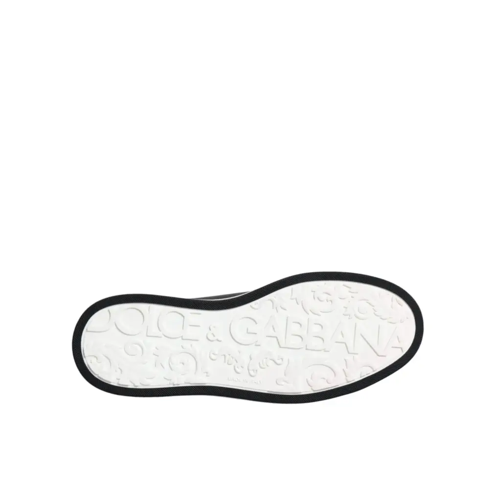 Dolce & Gabbana Schwarz Leder Low Top Männer Turnschuhe Schuhe