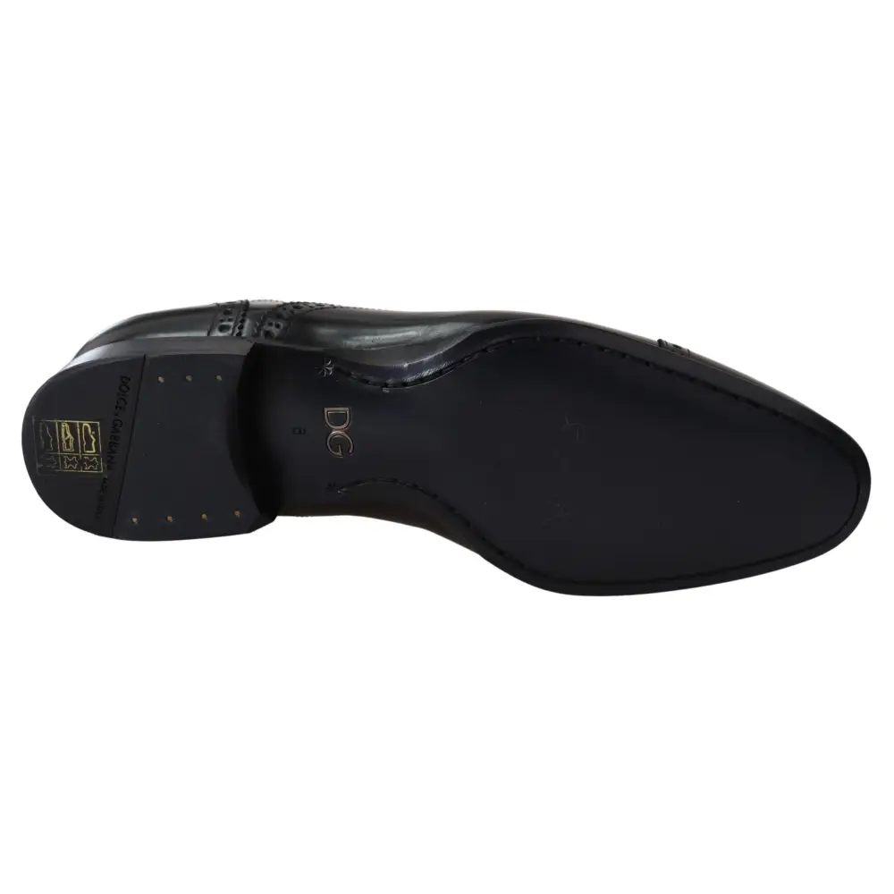Dolce & Gabbana Schwarz Leder Männer Derby Formal Loafers Schuhe - EU39/US6
