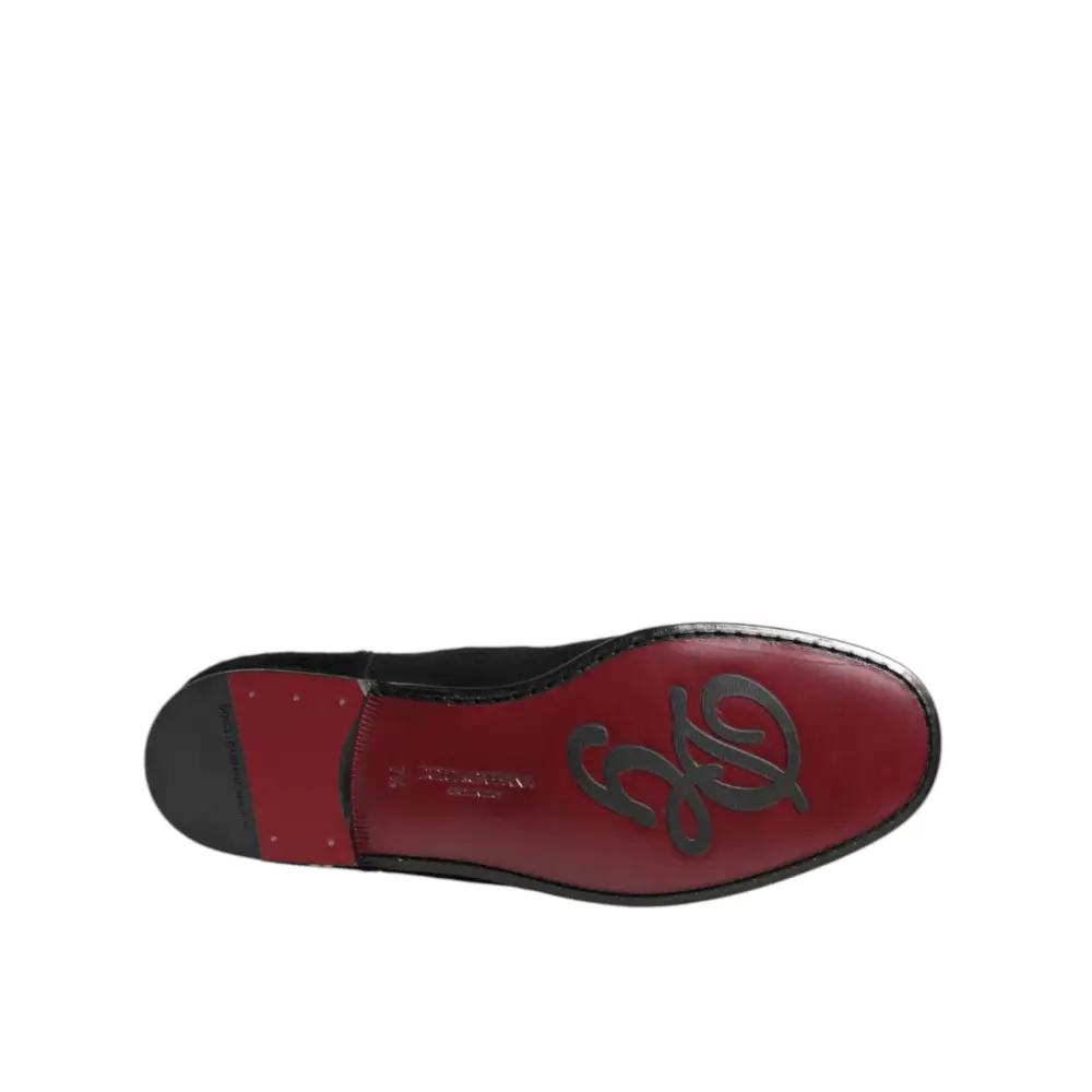 Dolce & Gabbana Schwarz Leder Pelz Männer CHELSEA Stiefel Schuhe - EU 41.5 | US 8.5