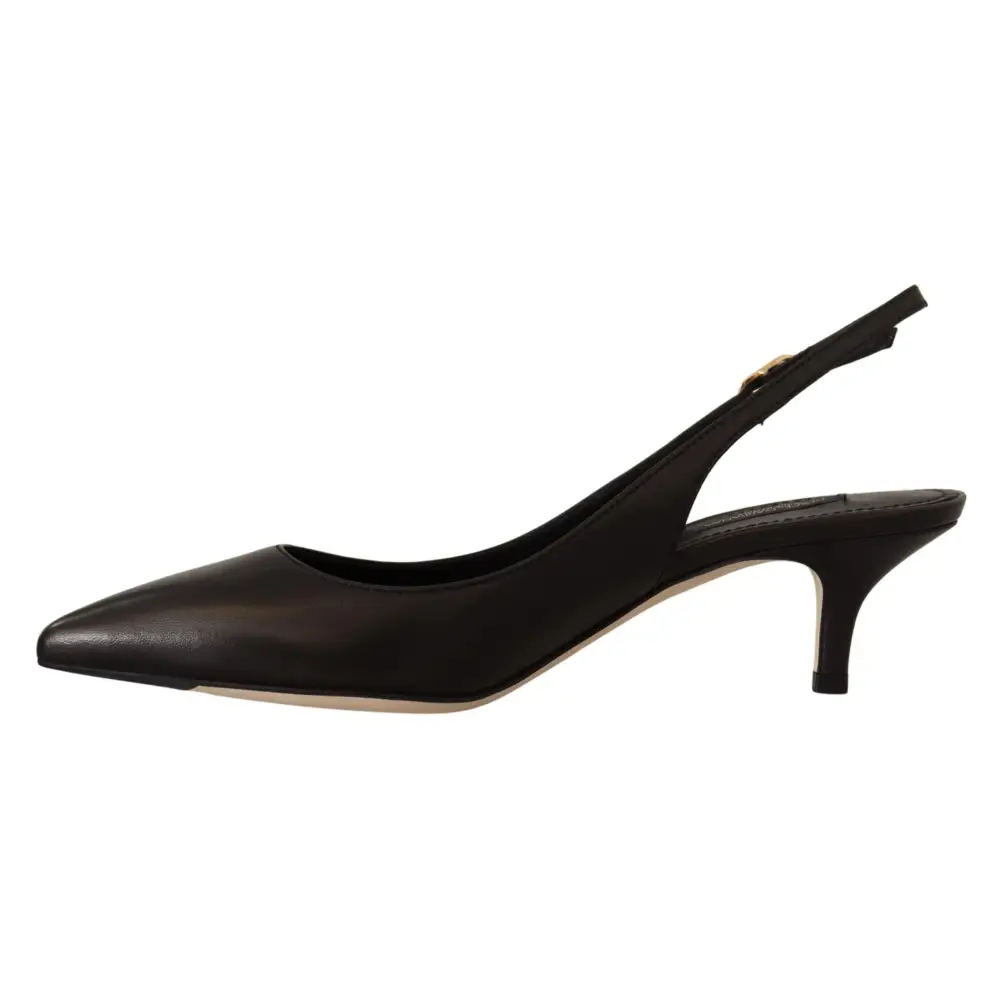 Dolce & Gabbana Schwarz Leder Slingbacks Heels Pumps Schuhe