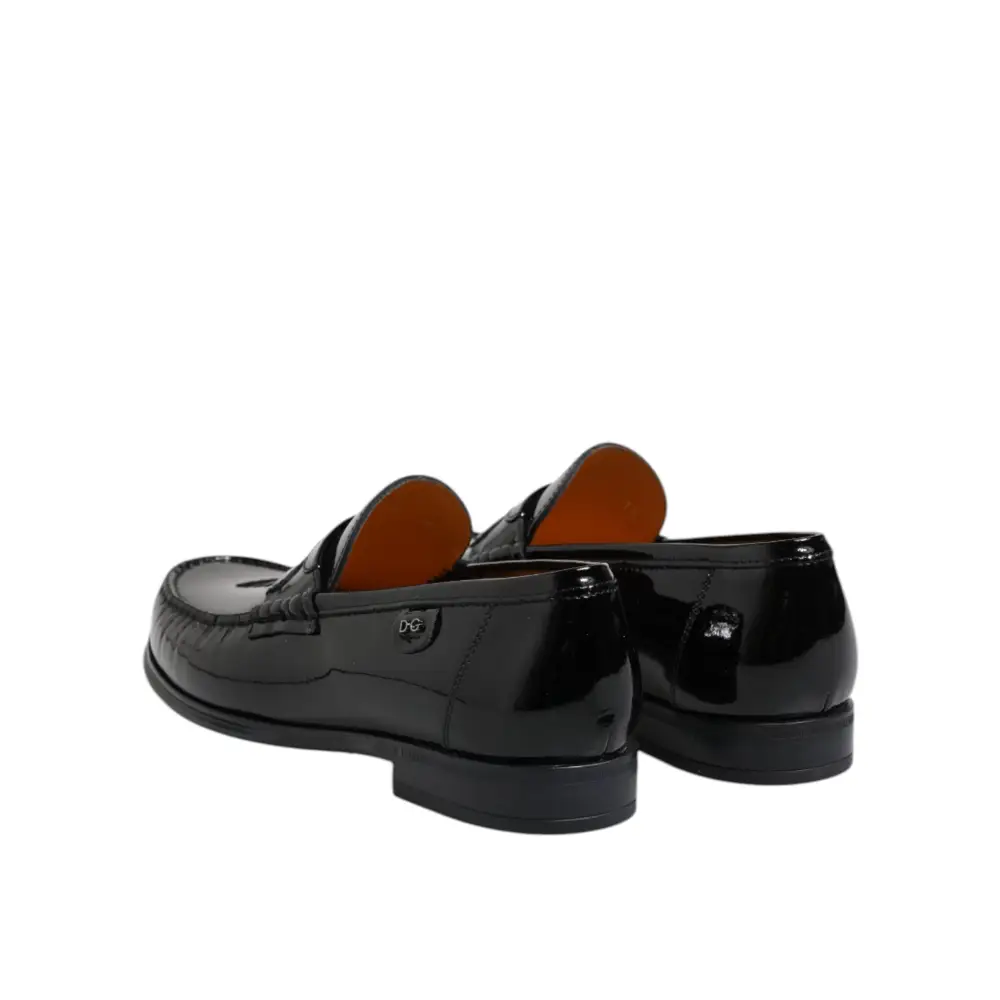 Dolce & Gabbana Schwarz Leder Slip On Loafers Kleid Schuhe - EU41.5/US8.5