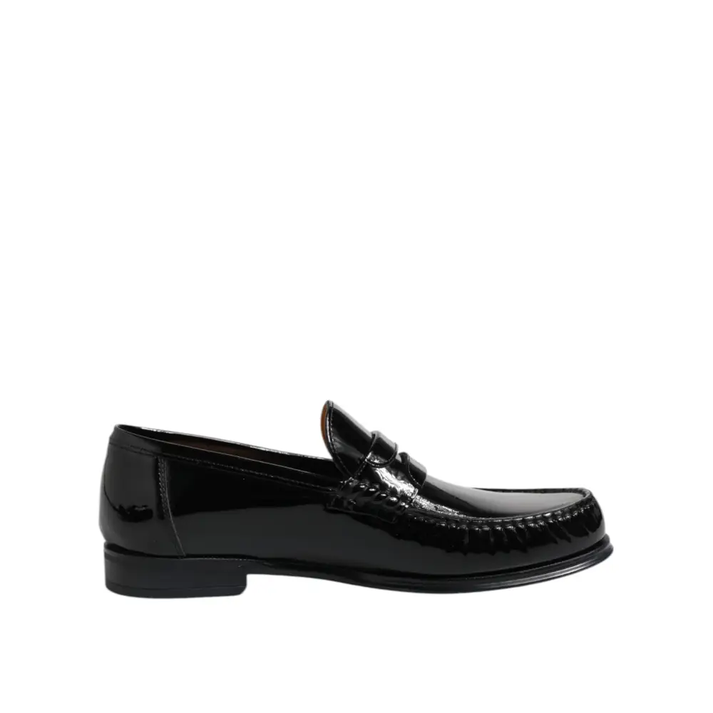 Dolce & Gabbana Schwarz Leder Slip On Loafers Kleid Schuhe - EU41.5/US8.5