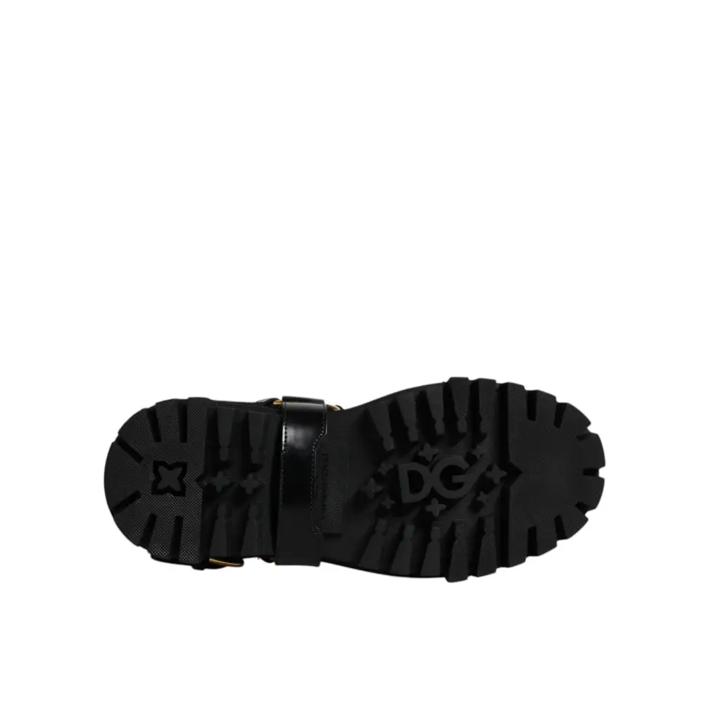 Dolce & Gabbana Schwarz Leder Slip On Stretch Trekking Stiefel Schuhe - EU37.5/US7