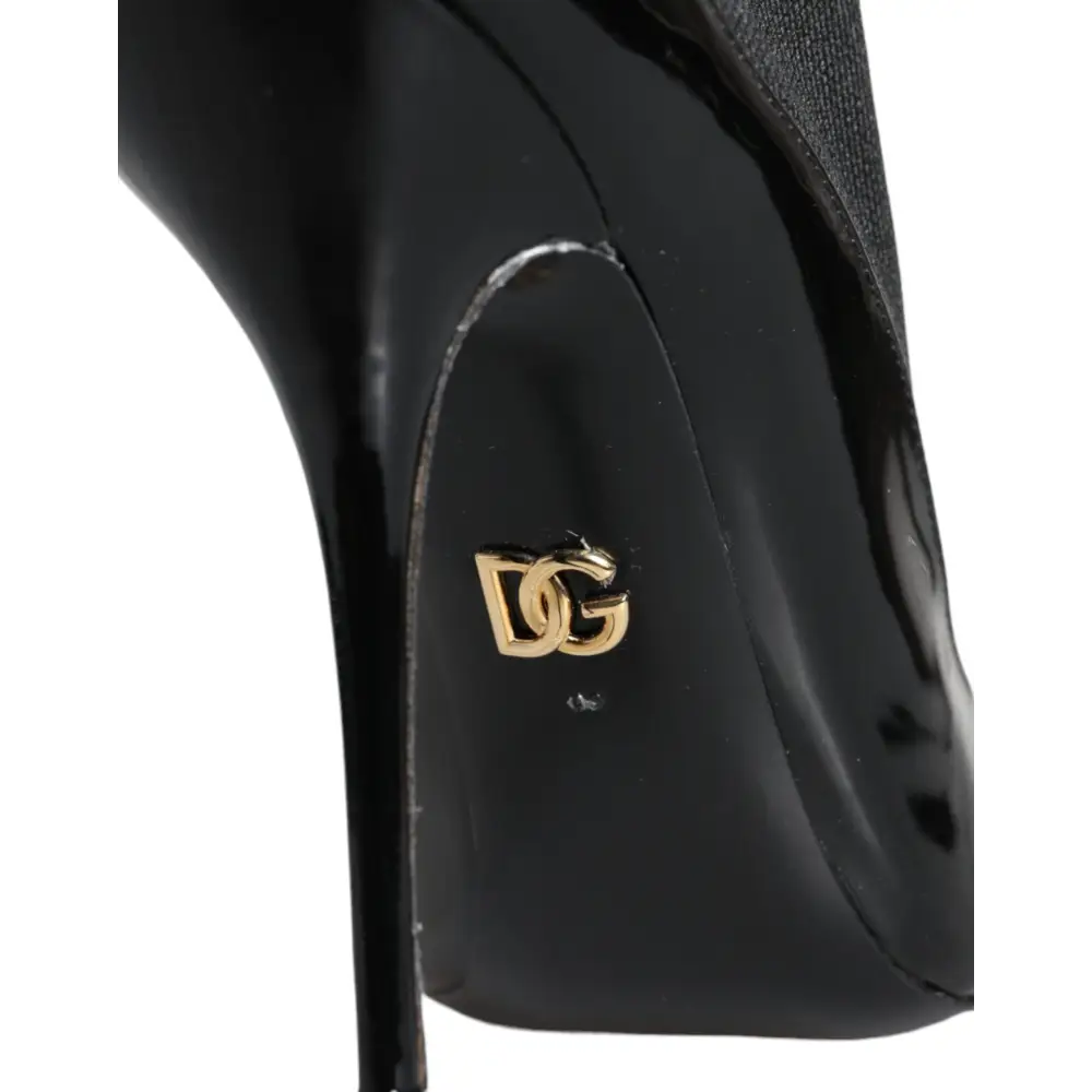 Dolce & Gabbana Schwarz Leder Stilettos Booties Socken Schuhe - EU39/US8.5