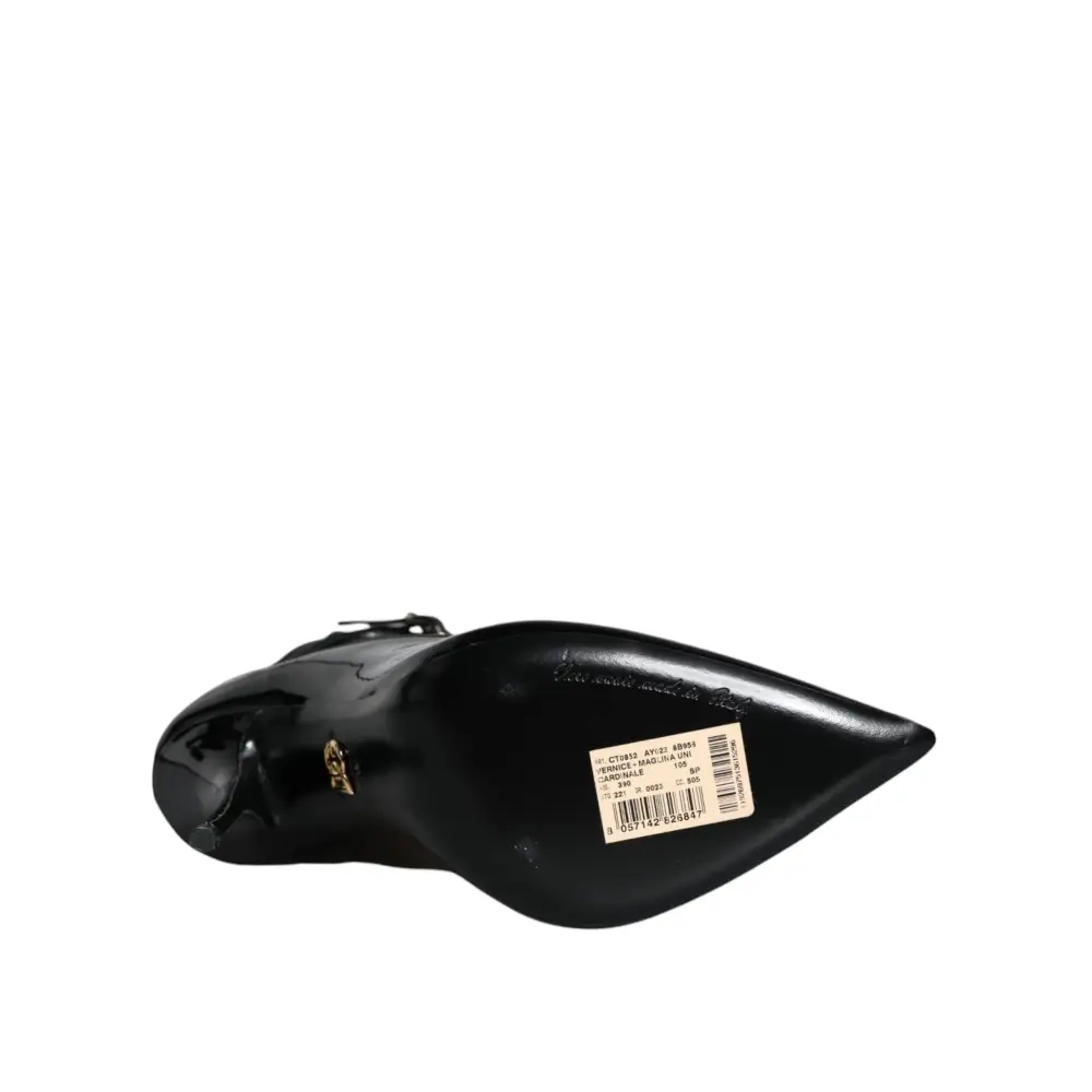 Dolce & Gabbana Schwarz Leder Stilettos Booties Socken Schuhe - EU39/US8.5