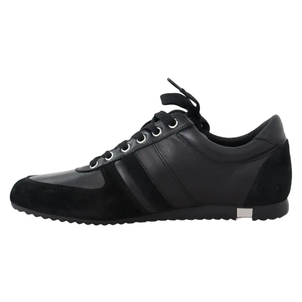 Dolce & Gabbana Schwarz Logo Leder Casual Turnschuhe Schuhe - EU39/US6