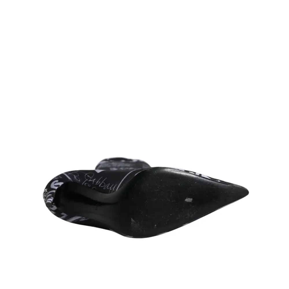 Dolce & Gabbana Schwarz Logo Stretch Heels Hohe Stiefel Schuhe - EU36/US6