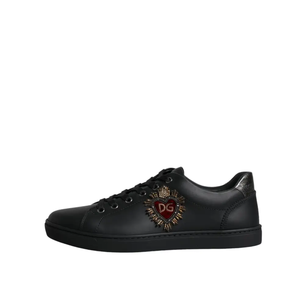 Dolce & Gabbana Schwarz London Sacred Heart Männer Turnschuhe Schuhe