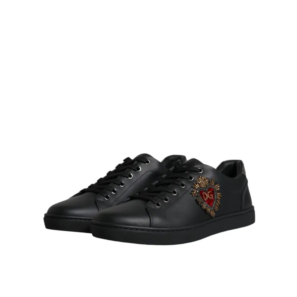 Dolce & Gabbana Schwarz London Sacred Heart Männer Turnschuhe Schuhe