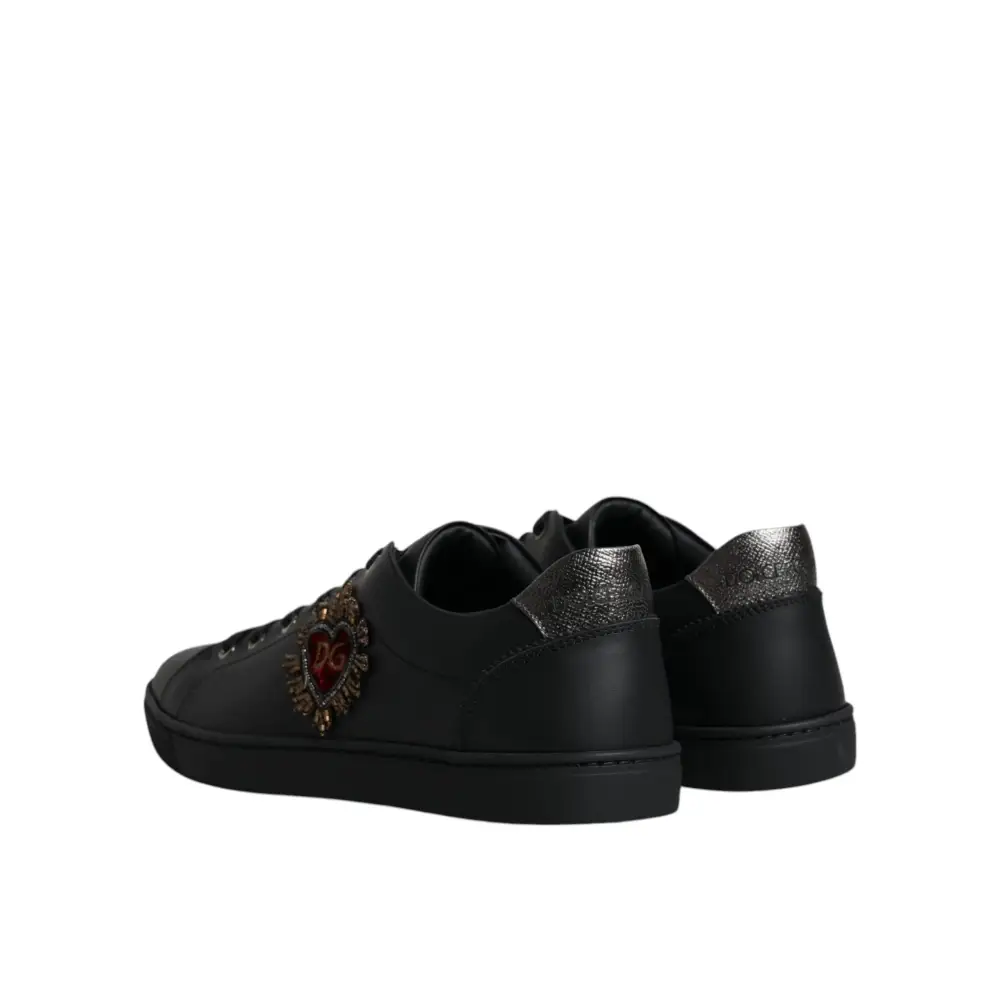 Dolce & Gabbana Schwarz London Sacred Heart Männer Turnschuhe Schuhe