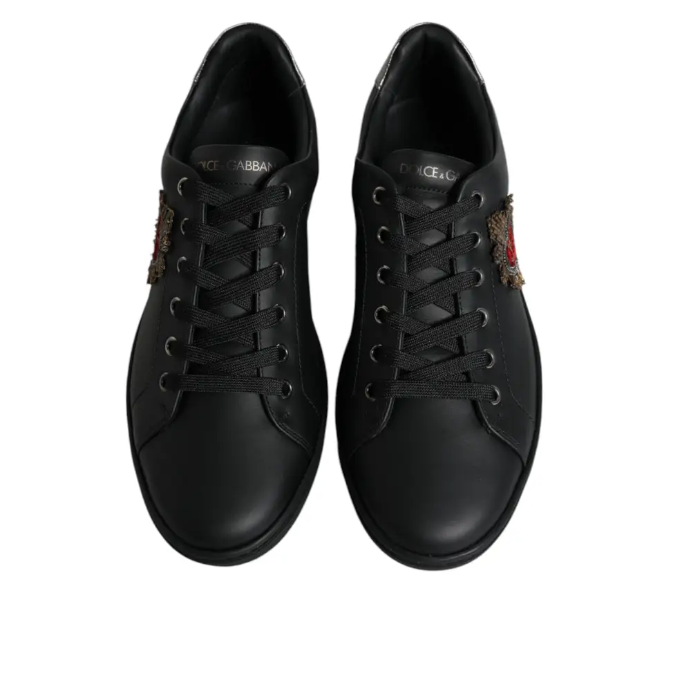 Dolce & Gabbana Schwarz London Sacred Heart Männer Turnschuhe Schuhe