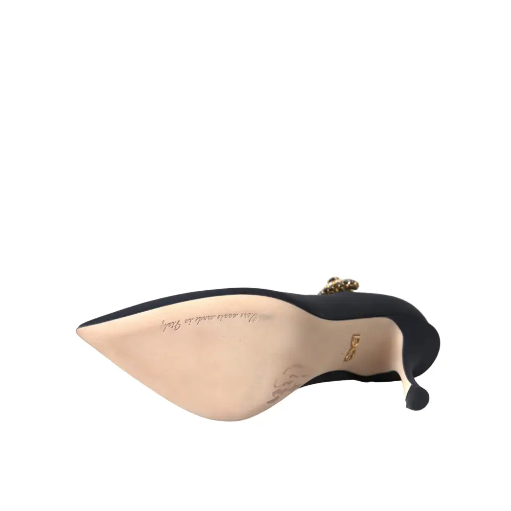 Dolce & Gabbana Schwarz Mary Jane Jersey Kristall Pumps Schuhe - EU36.5/US6