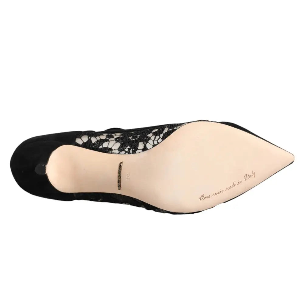Dolce & Gabbana Schwarz Mary Jane Taormina Spitze Pumps Schuhe - EU37.5/US7