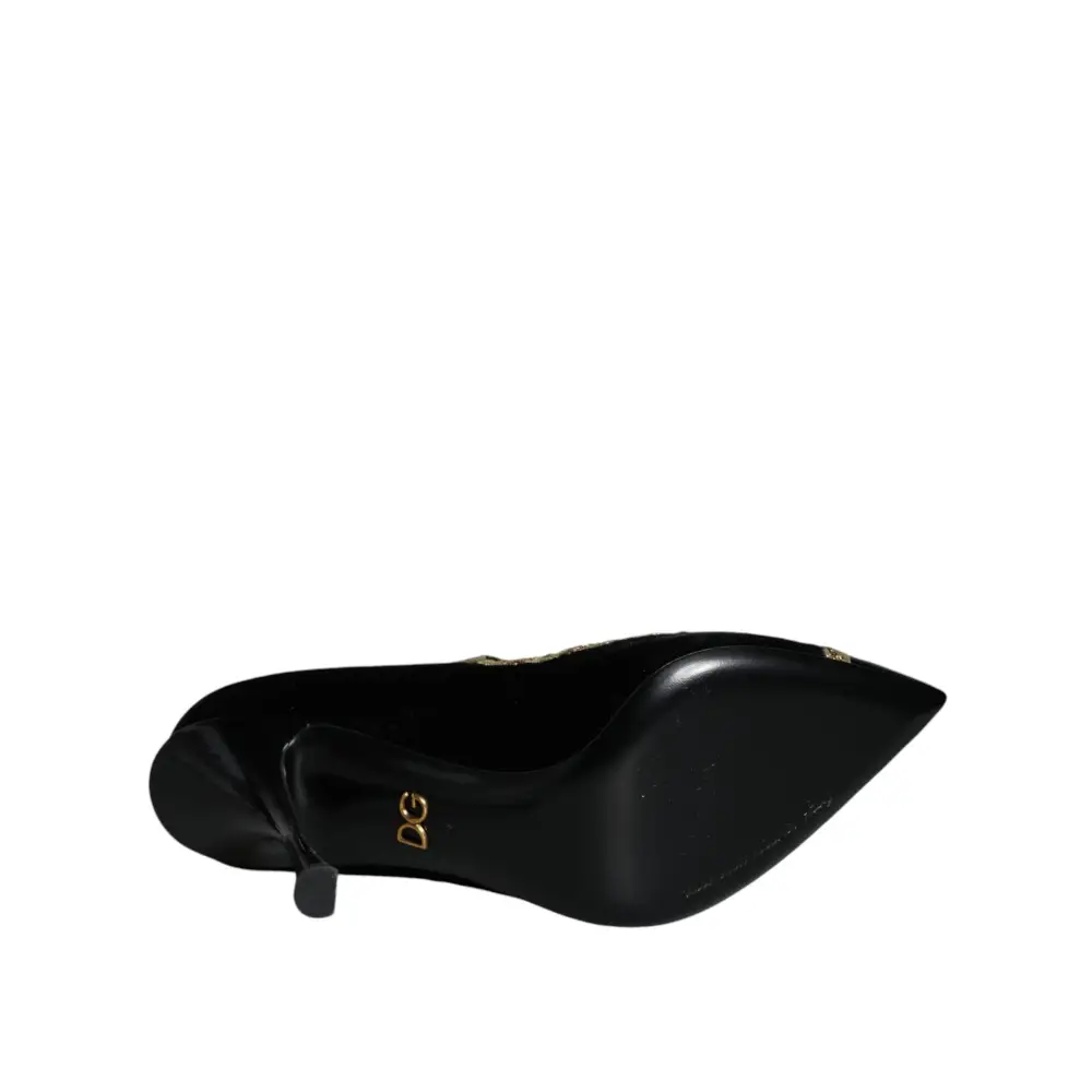 Dolce & Gabbana Schwarz Mary Janes Samt Gold Pumps Schuhe