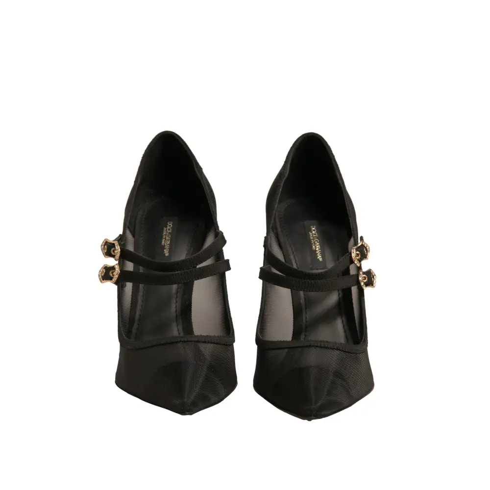 Dolce & Gabbana Schwarz Mesh Mary Jane High Heels Pumps Schuhe
