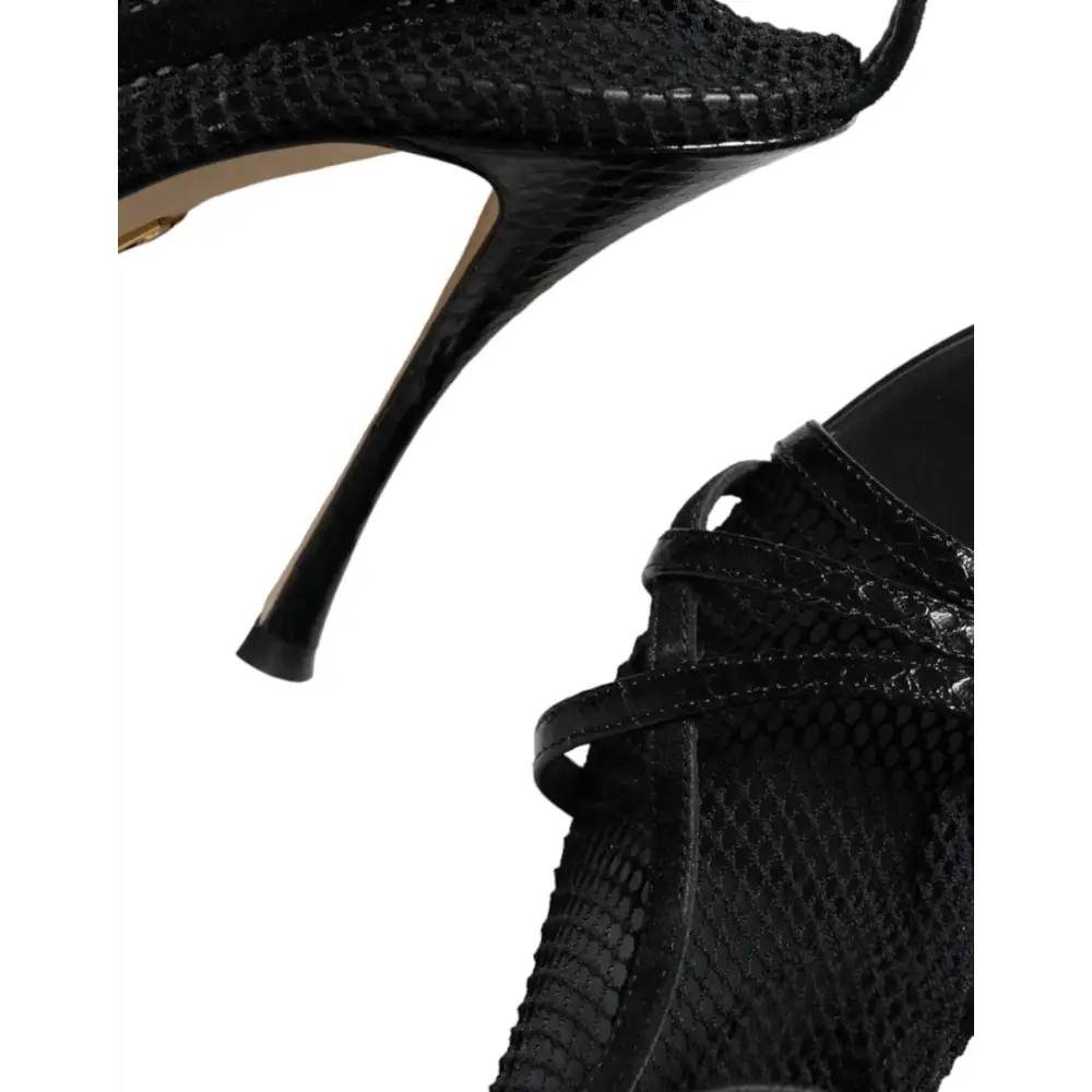 Dolce & Gabbana Schwarz Mesh Stiletto Heels Sandalen Schuhe