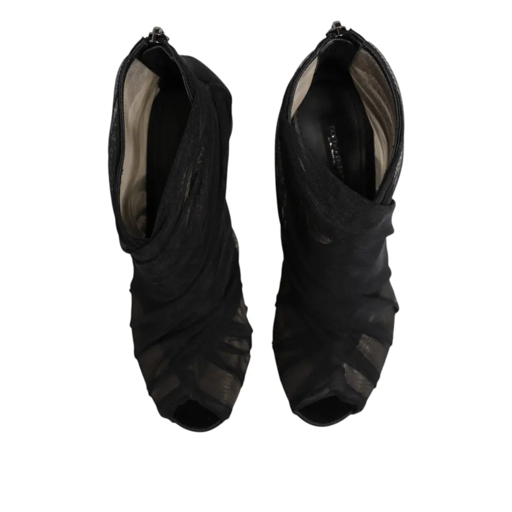 Dolce & Gabbana Schwarz Mesh Stiletto Heels Stiefelette Schuhe - EU38/US7.5