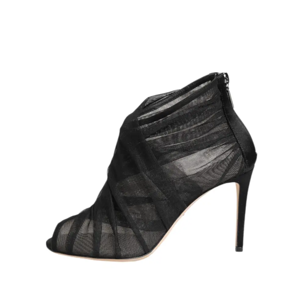 Dolce & Gabbana Schwarz Mesh Stiletto Heels Stiefelette Schuhe - EU38/US7.5