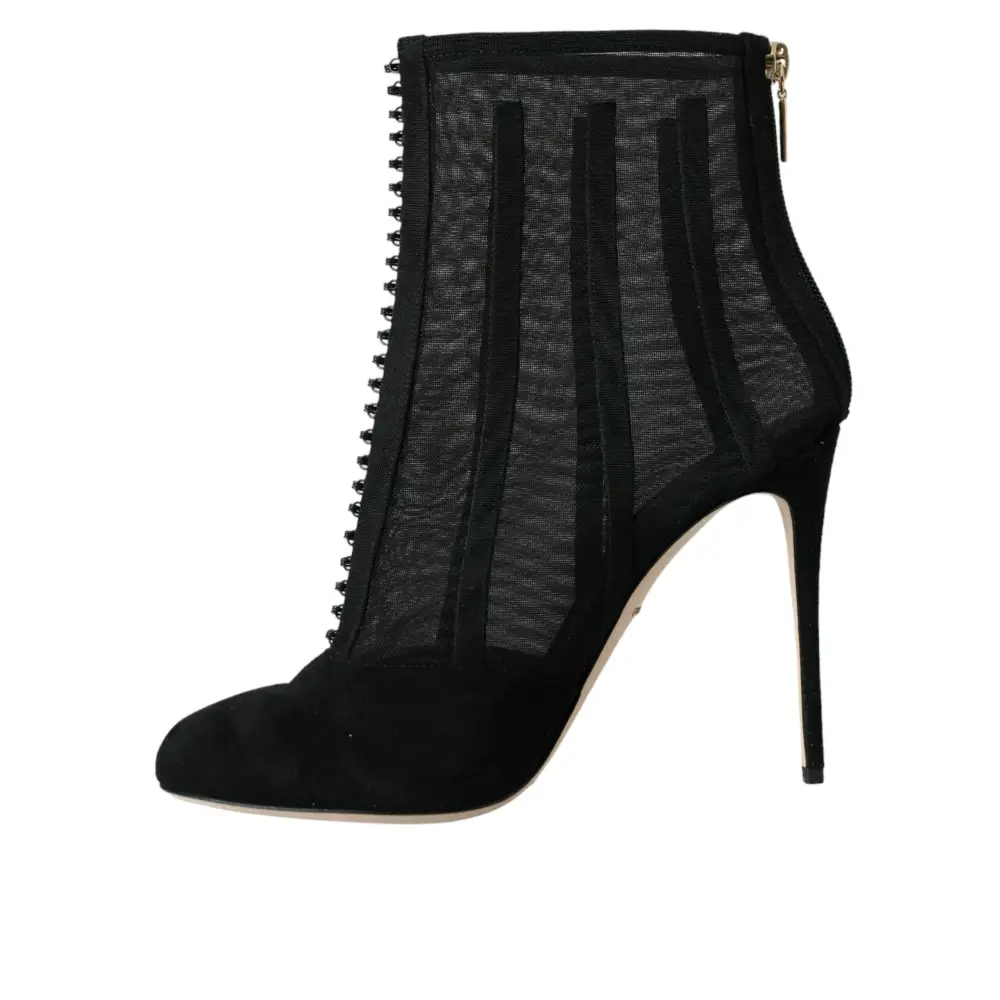 Dolce & Gabbana Schwarz Mesh Stiletto Heels Stiefelette Schuhe - EU40/US9.5