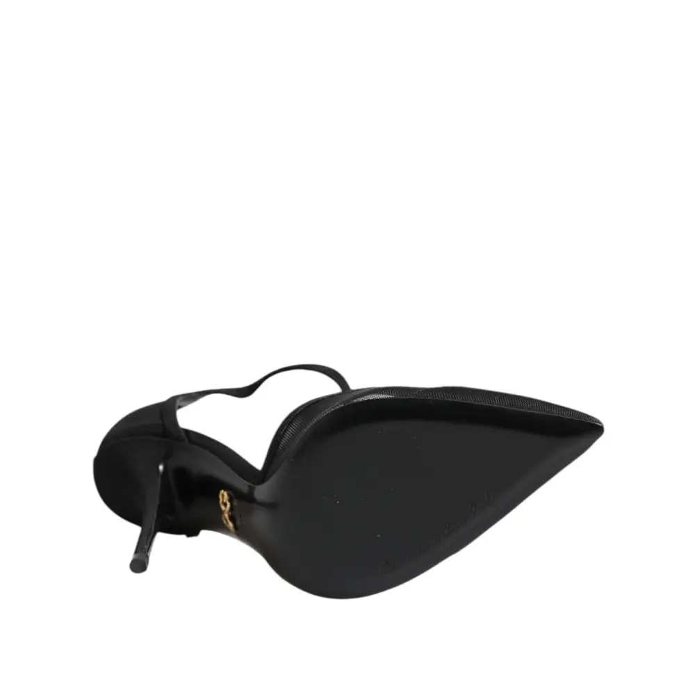 Dolce & Gabbana Schwarz Mesh T-strap Stiletto High Heels Schuhe