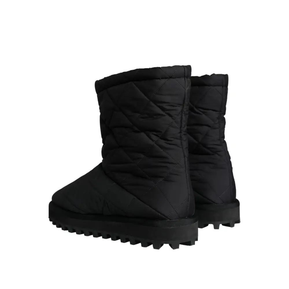 Dolce & Gabbana Schwarz Nylon gepolstert Mid Calf Männer Stiefel Schuhe - EU44/US11