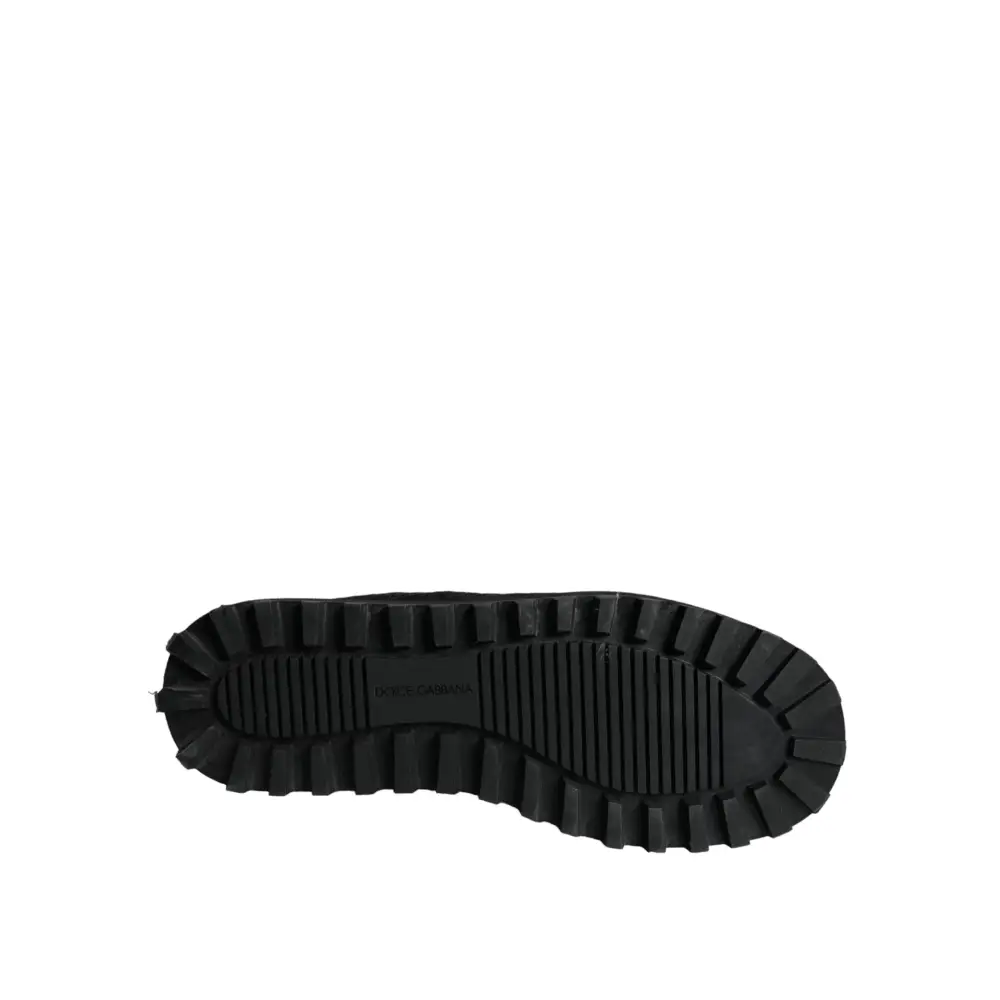 Dolce & Gabbana Schwarz Nylon gepolstert Mid Calf Männer Stiefel Schuhe - EU44/US11