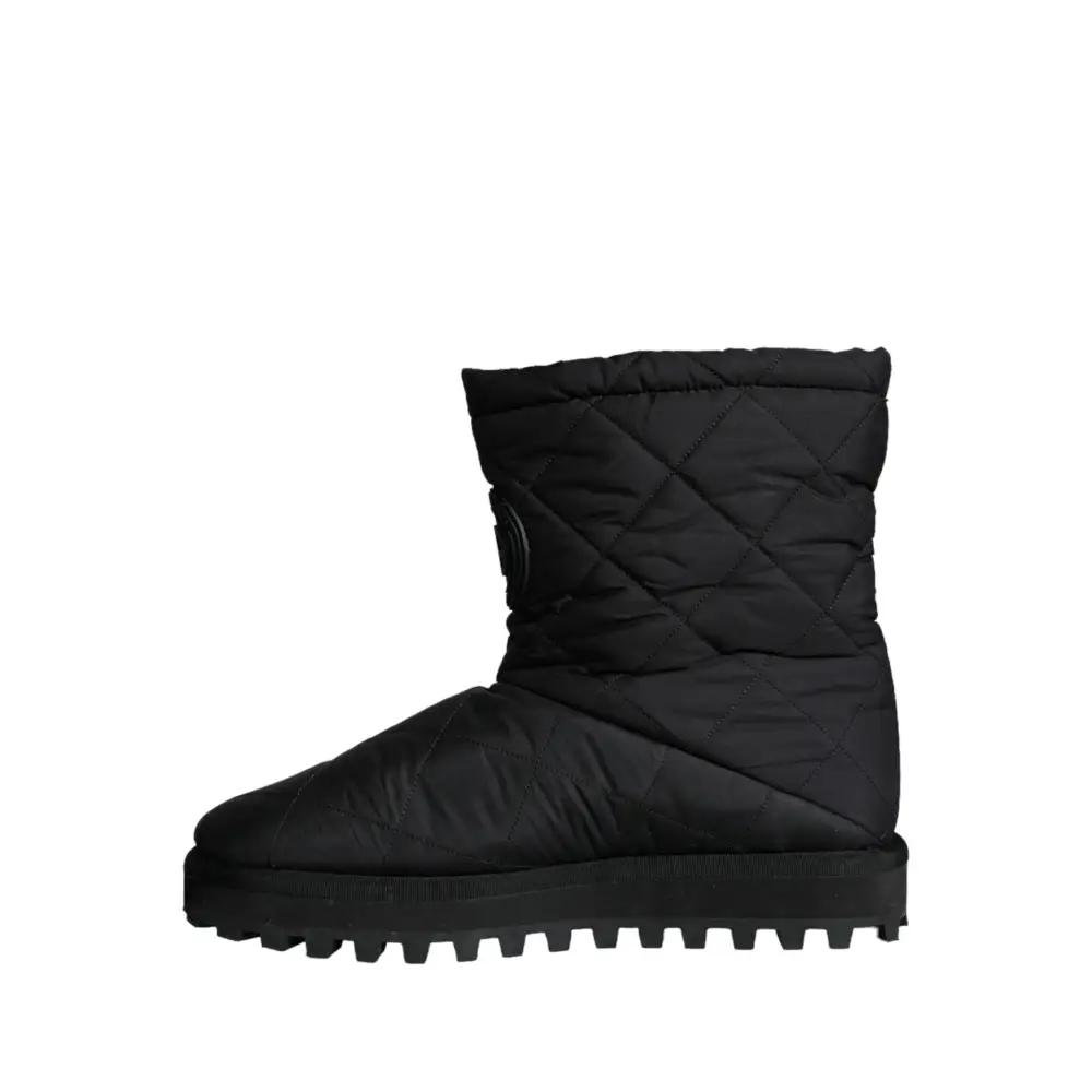 Dolce & Gabbana Schwarz Nylon gepolstert Mid Calf Männer Stiefel Schuhe - EU44/US11