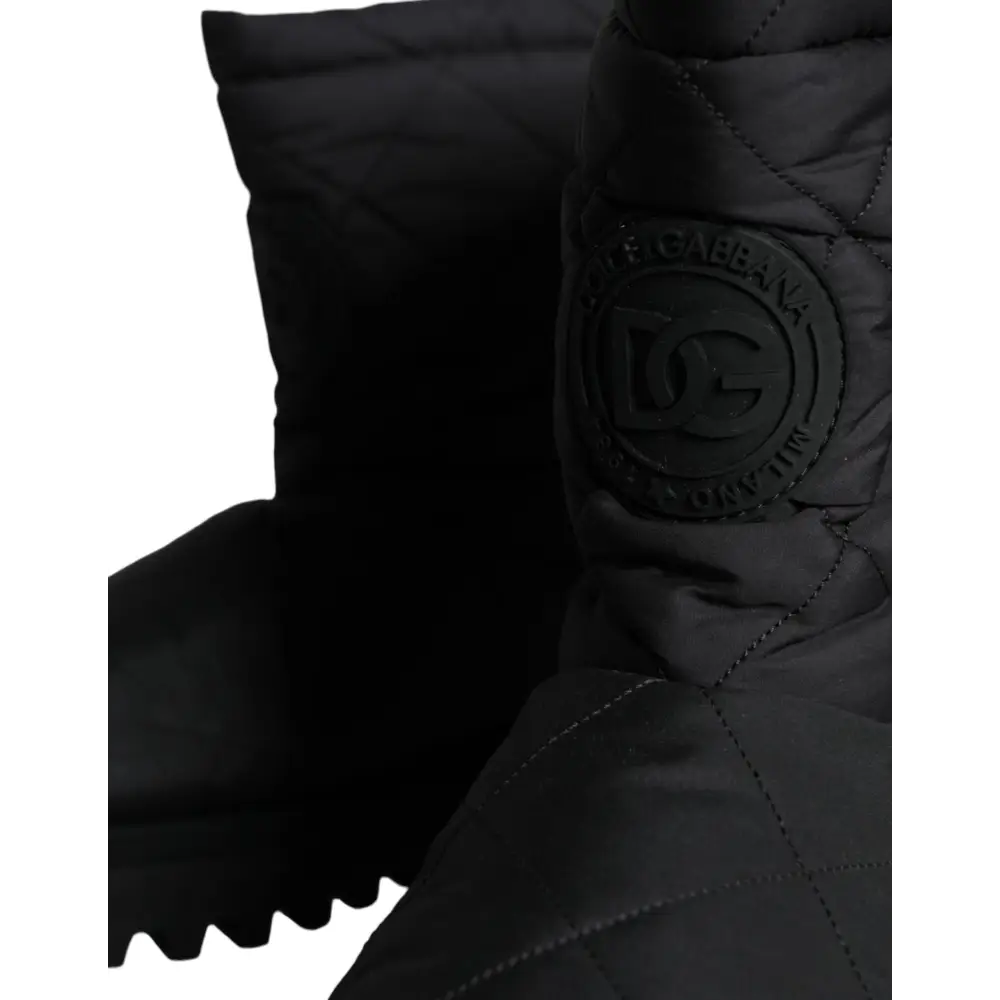 Dolce & Gabbana Schwarz Nylon gepolstert Mid Calf Männer Stiefel Schuhe - EU44/US11