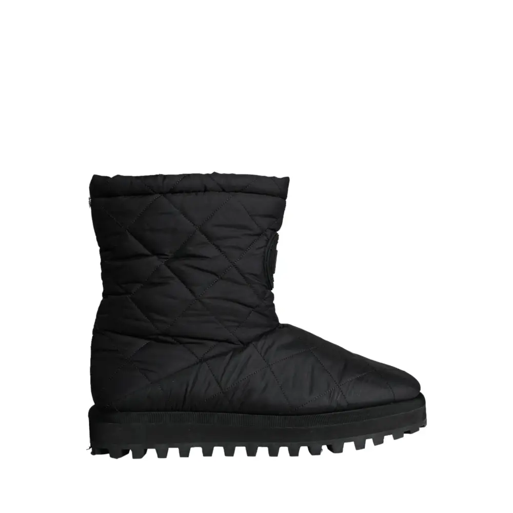 Dolce & Gabbana Schwarz Nylon gepolstert Mid Calf Männer Stiefel Schuhe - EU44/US11
