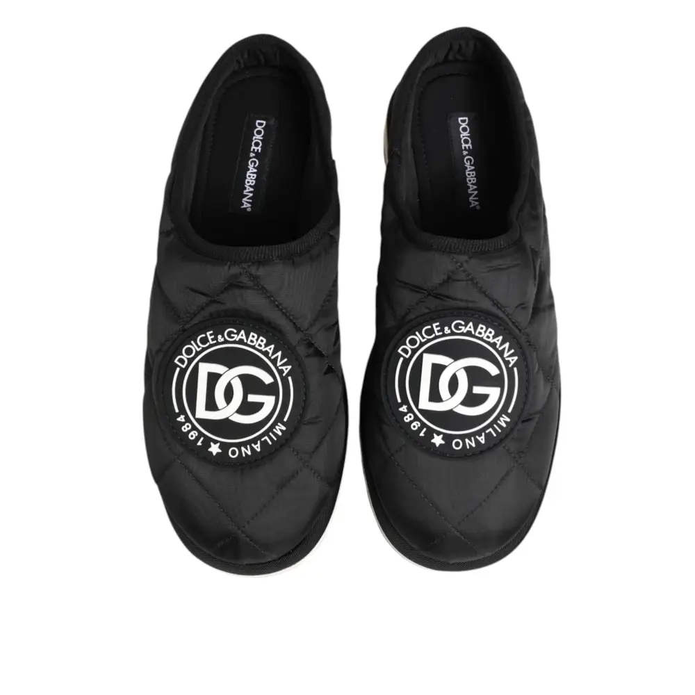 Dolce & Gabbana Schwarz Nylon Low Top Slip On Sneaker Schuhe - EU43/US10