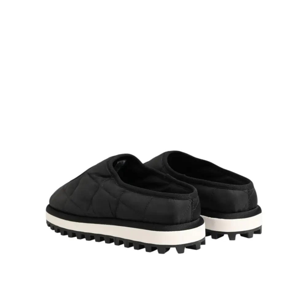 Dolce & Gabbana Schwarz Nylon Low Top Slip On Sneaker Schuhe - EU43/US10