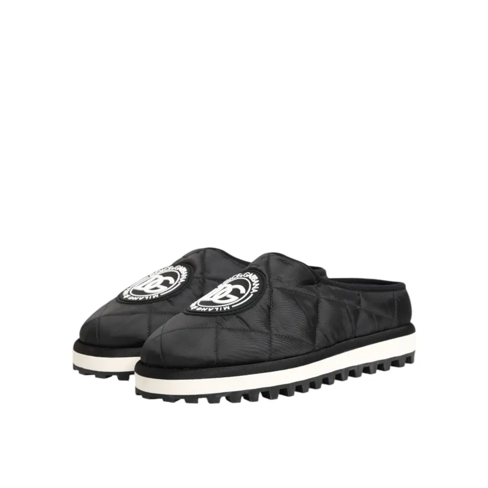 Dolce & Gabbana Schwarz Nylon Low Top Slip On Sneaker Schuhe - EU43/US10