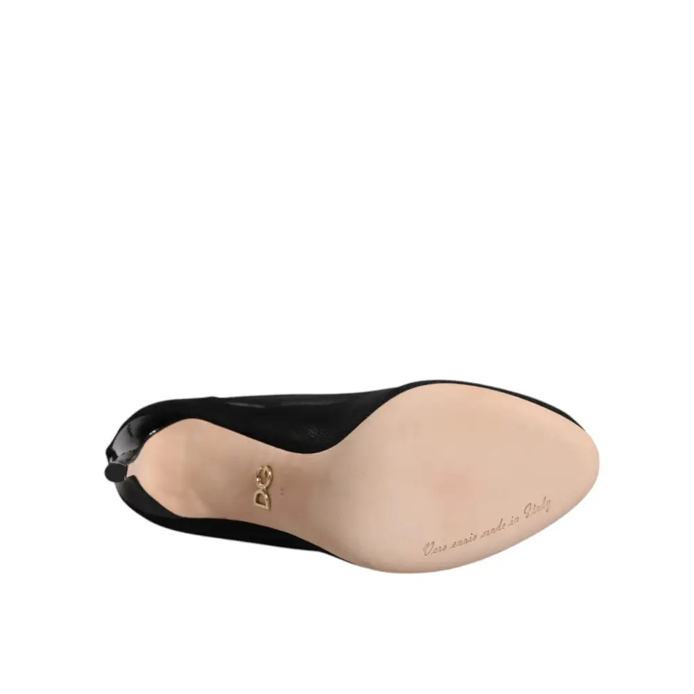 Dolce & Gabbana Schwarz Nylon Mesh Socke Stil Stiefel Schuhe