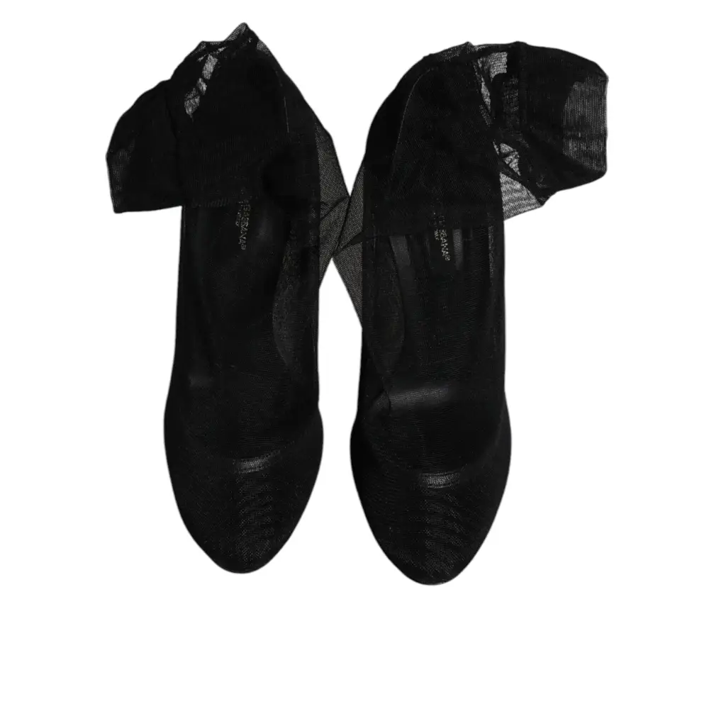 Dolce & Gabbana Schwarz Nylon Mesh Socke Stil Stiefel Schuhe